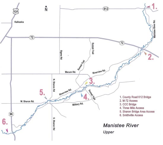 Map of the Upper Manistee River (above Tippy Dam)